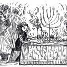 Gravure représentant le conte La Belle et la Bête, pour un kamishibai théâtre de papier japonais.