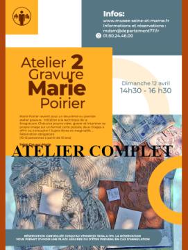 Affiche pour l'atelier de gravure proposé par Marie Poirier