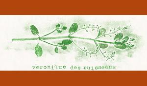 Empreinte de véronique des ruisseaux réalisée à l'encre vert clair sur une feuille de papier