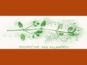 Empreinte de véronique des ruisseaux réalisée à l'encre vert clair sur une feuille de papier