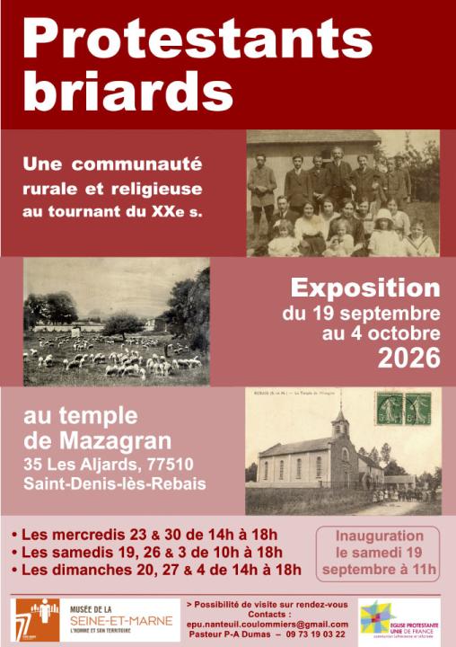Affiche de l'exposition "Protestants briards : Une communauté rurale et religieuse au tournant du 20ème siècle".